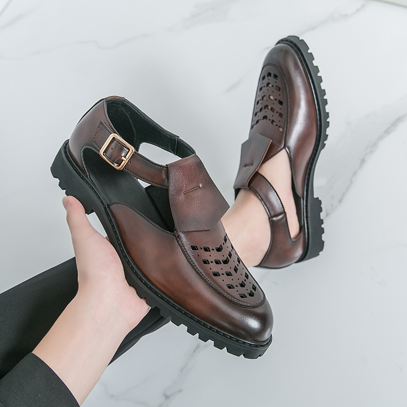 Leather Work Dress - Sandalias de cuero de verano para
