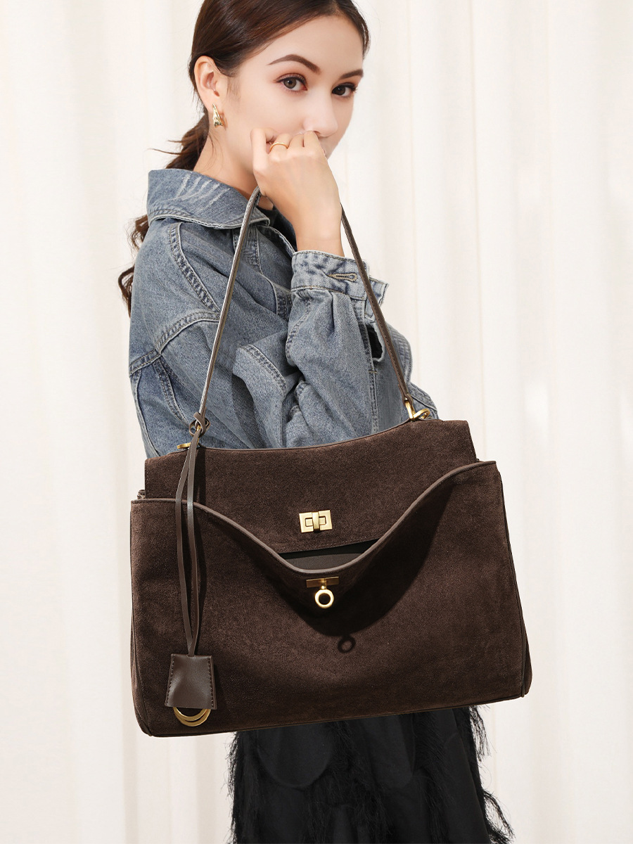 Leather Work Handbag - Bolso de piel de ante para