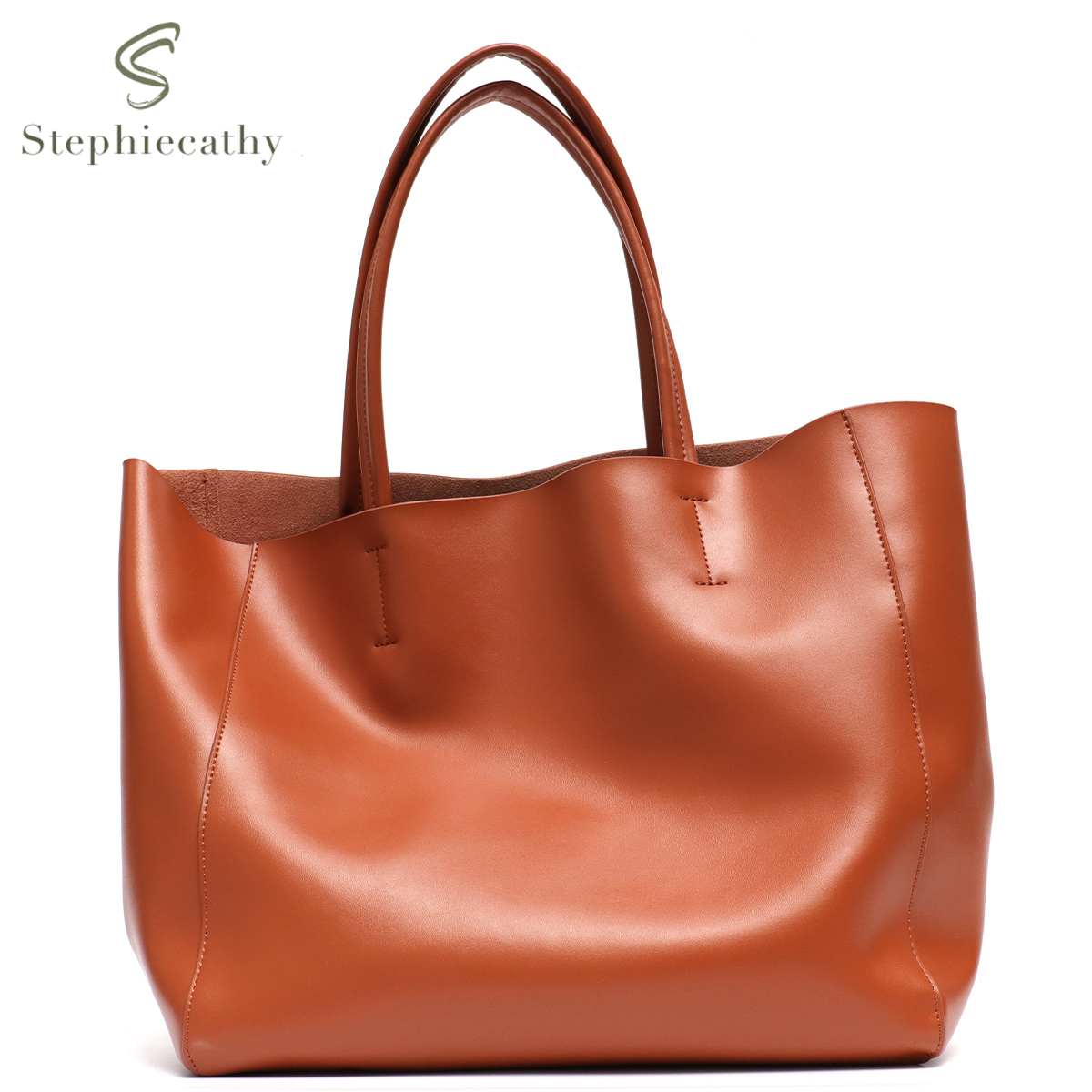 Leather Work Handbag - Bolso grande minimalista para mujer, bolsos