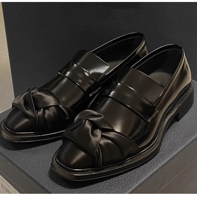 Leather Work Dress - Mocasines de charol negro para hombre