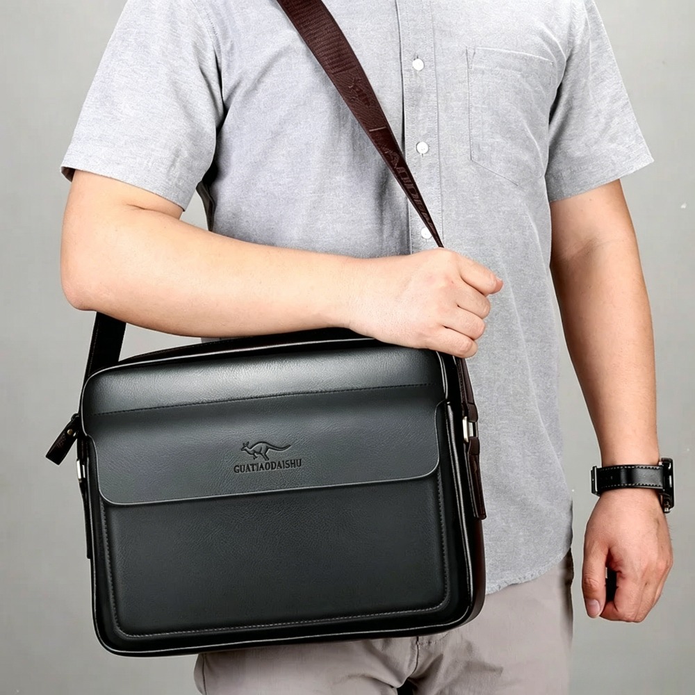 Leather Work Laptop Bag - Bolso de hombro retro de cuero