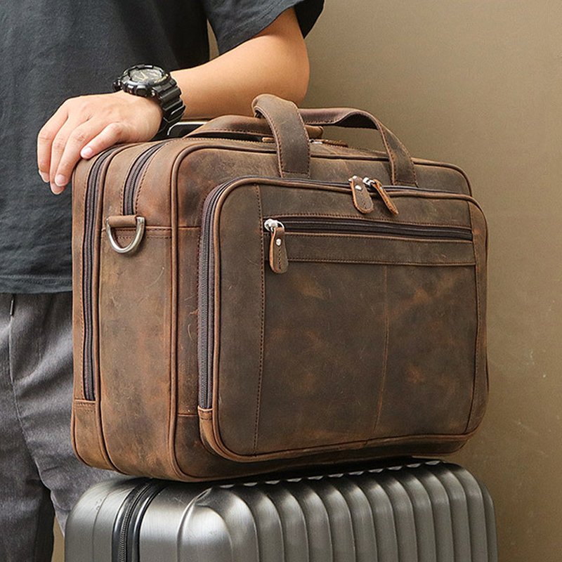 Leather Work Laptop Bag - Maletín de Negocios para Hombre de