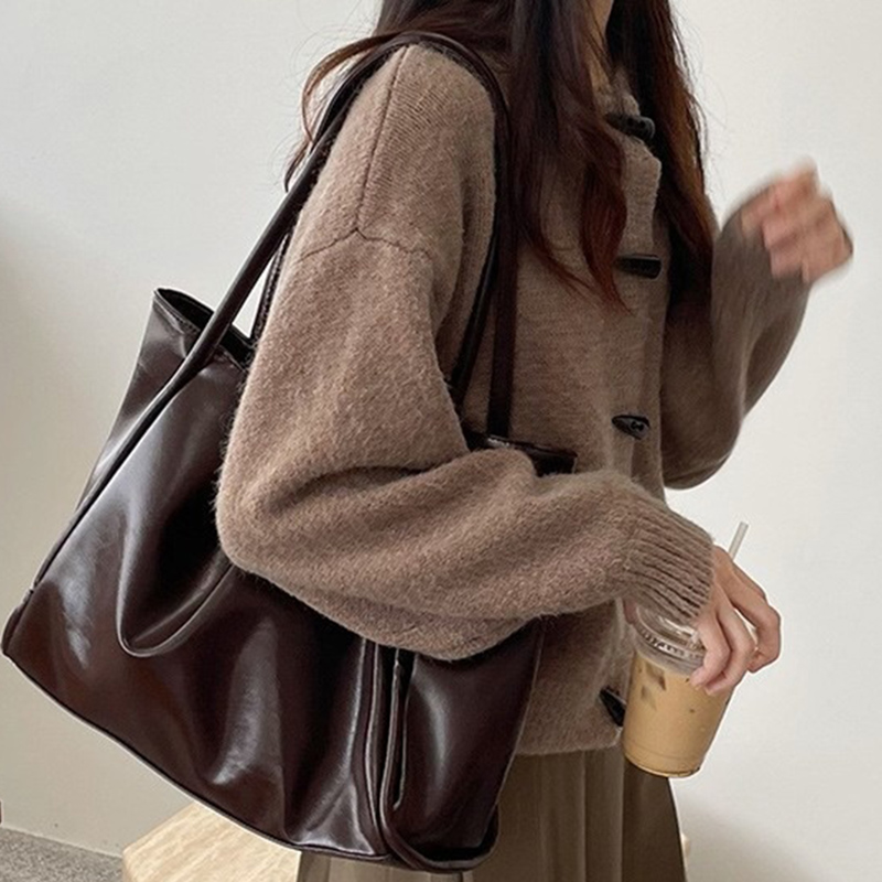 Leather Work Handbag - Bolsos de Hombro Vintage para Mujer