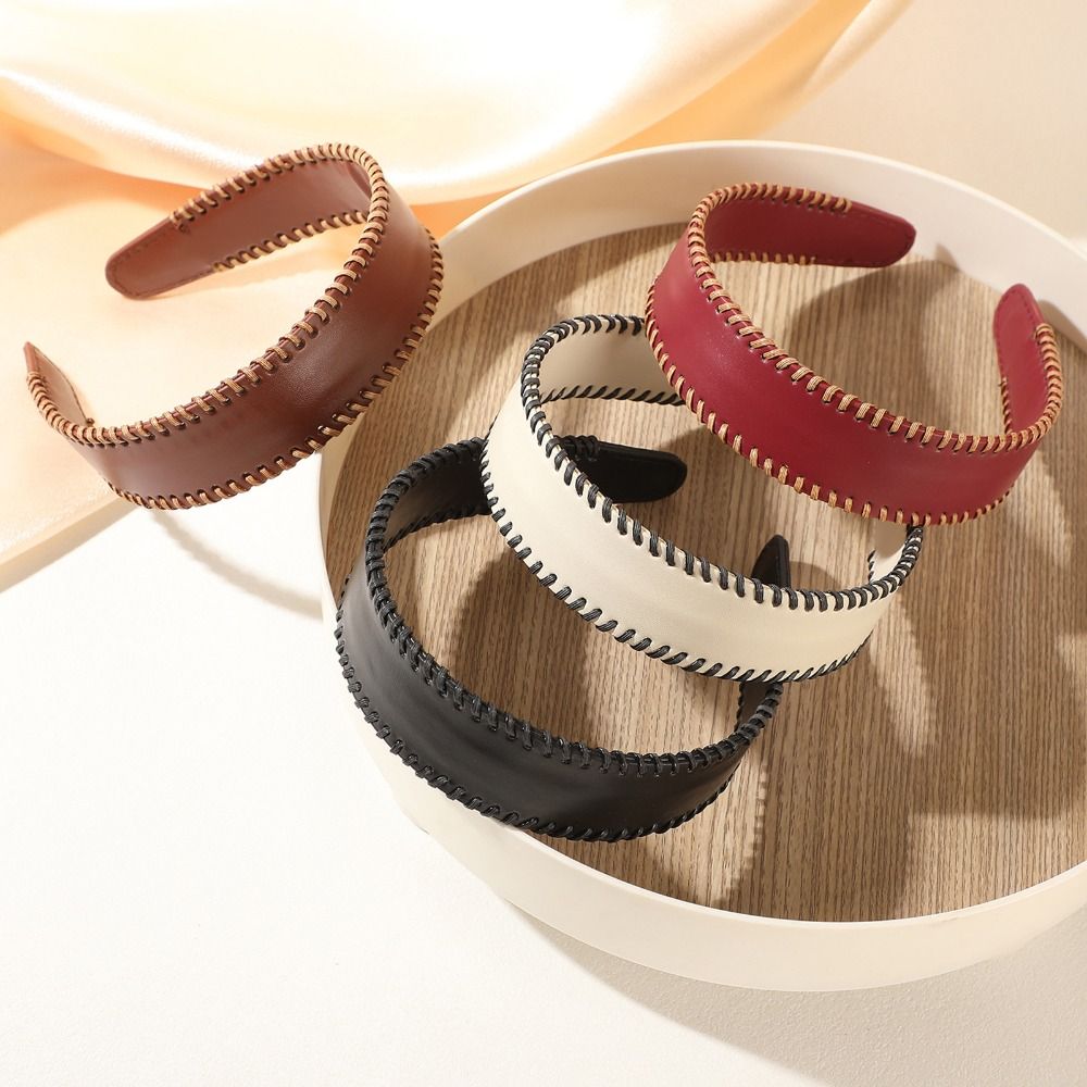 Leatherwork Pony - Diadema de cuero de color liso