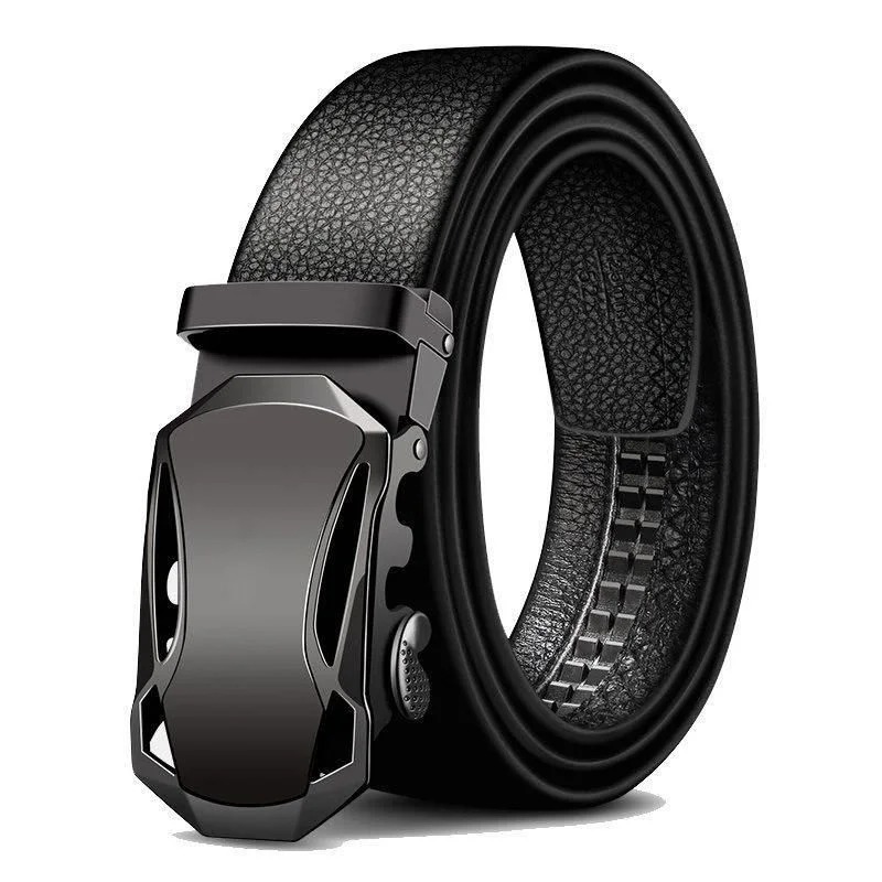 Leather Works Belt - Cinturón para hombre con hebilla automática,