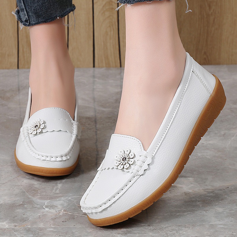 Leatherwork Flowers - Mocasines de mujer, mocasines sin cordones