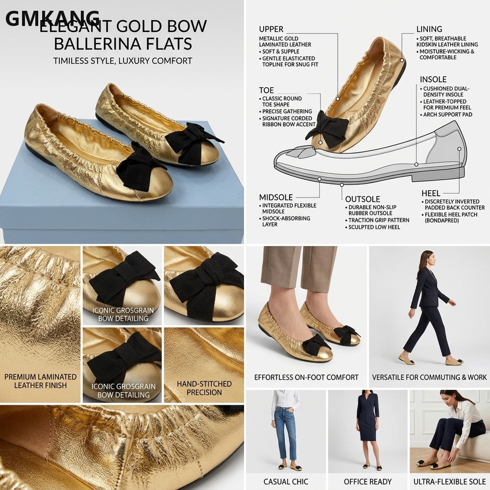 Zapatos Planos de Ballet para  - Leather Work Dress reseña y precio