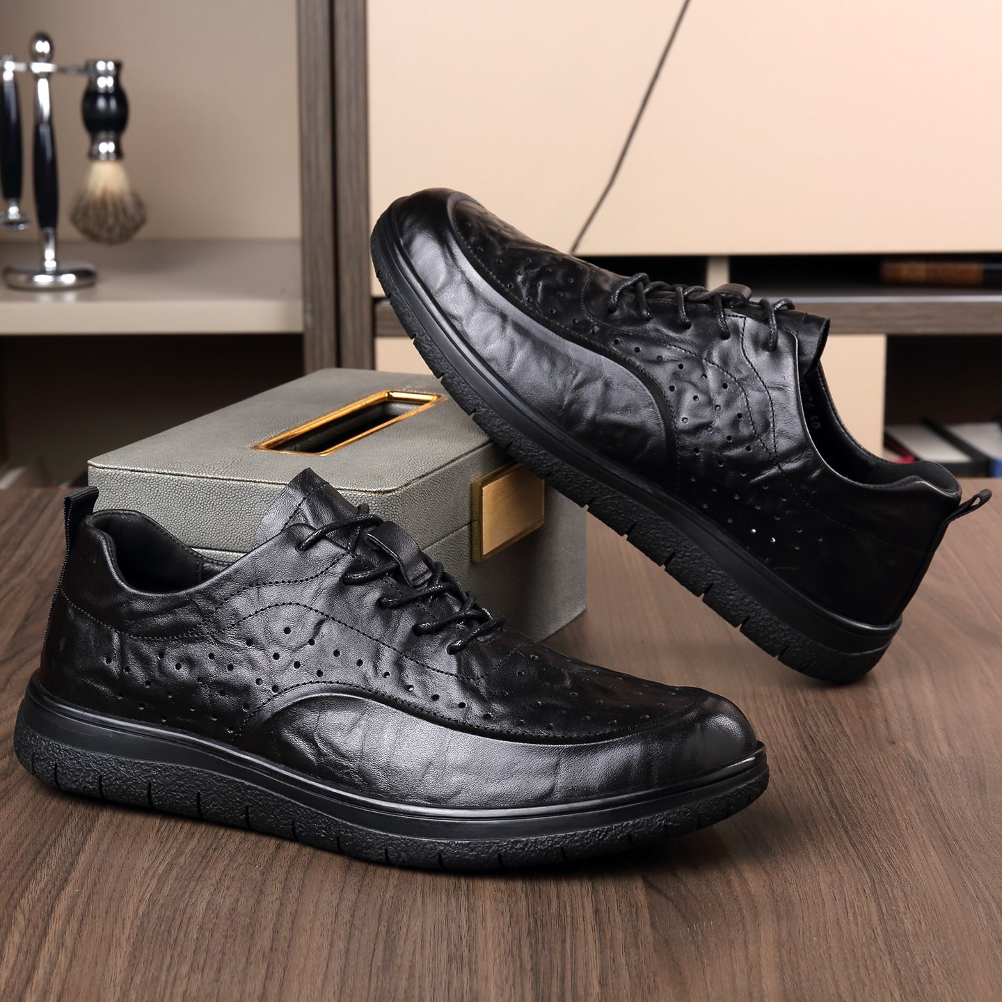 Zapatos informales de cuero ge - Leather Work Dress reseña y precio