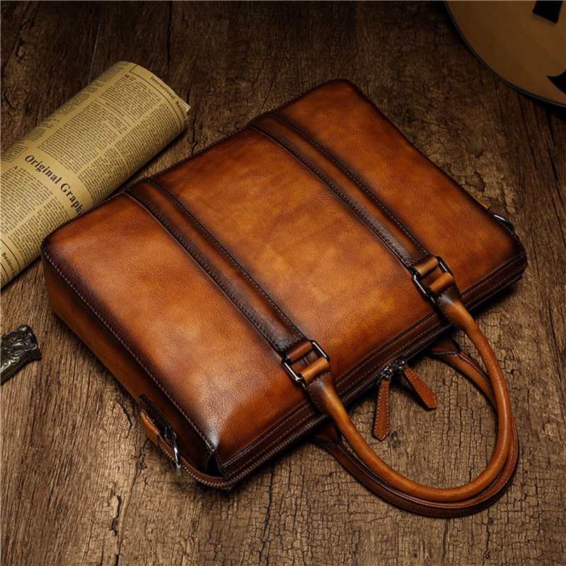 Maletín de Cuero de Primera Ca - Leather Work Laptop Bag reseña y precio