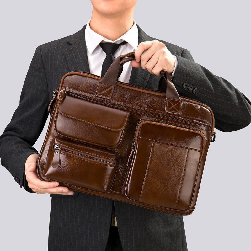 Bolso de mano de cuero genuino - Leather Work Laptop Bag reseña y precio