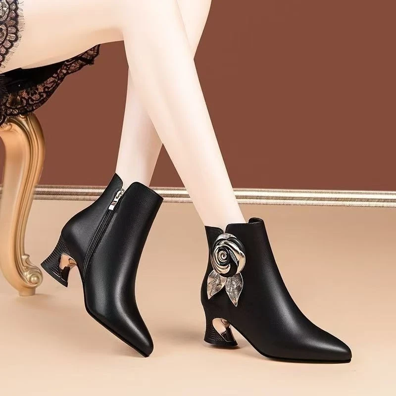 Botines de otoño e invierno, b - Leatherwork Flowers reseña y precio