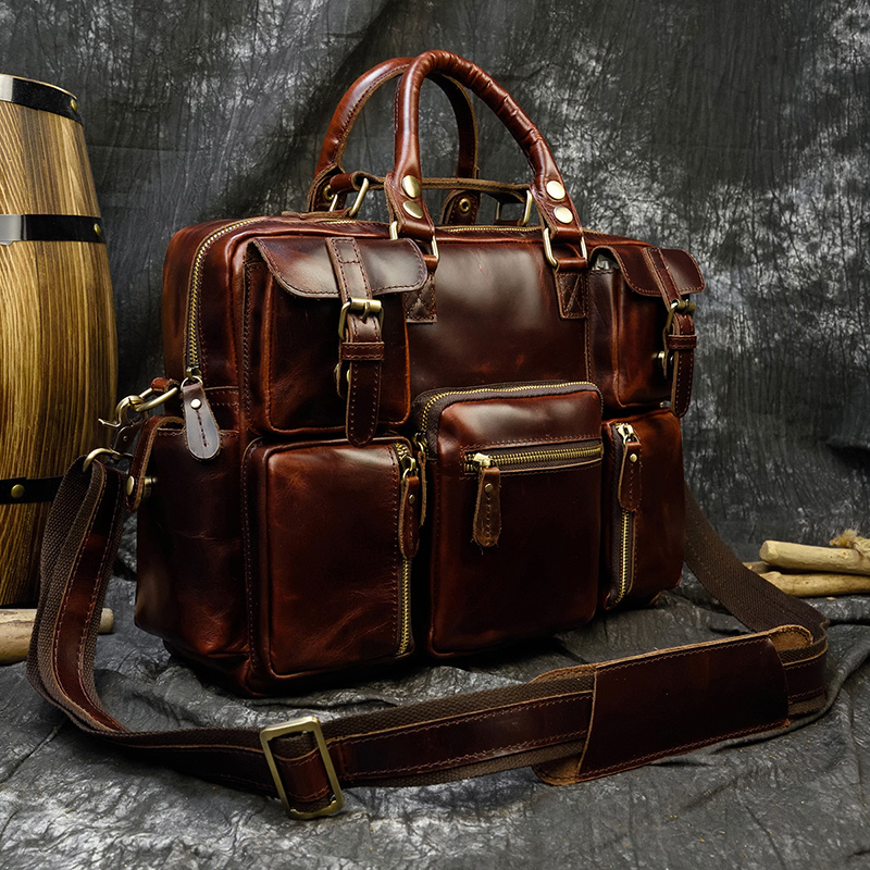 Maletín de cuero genuino para  - Leather Work Laptop Bag reseña y precio