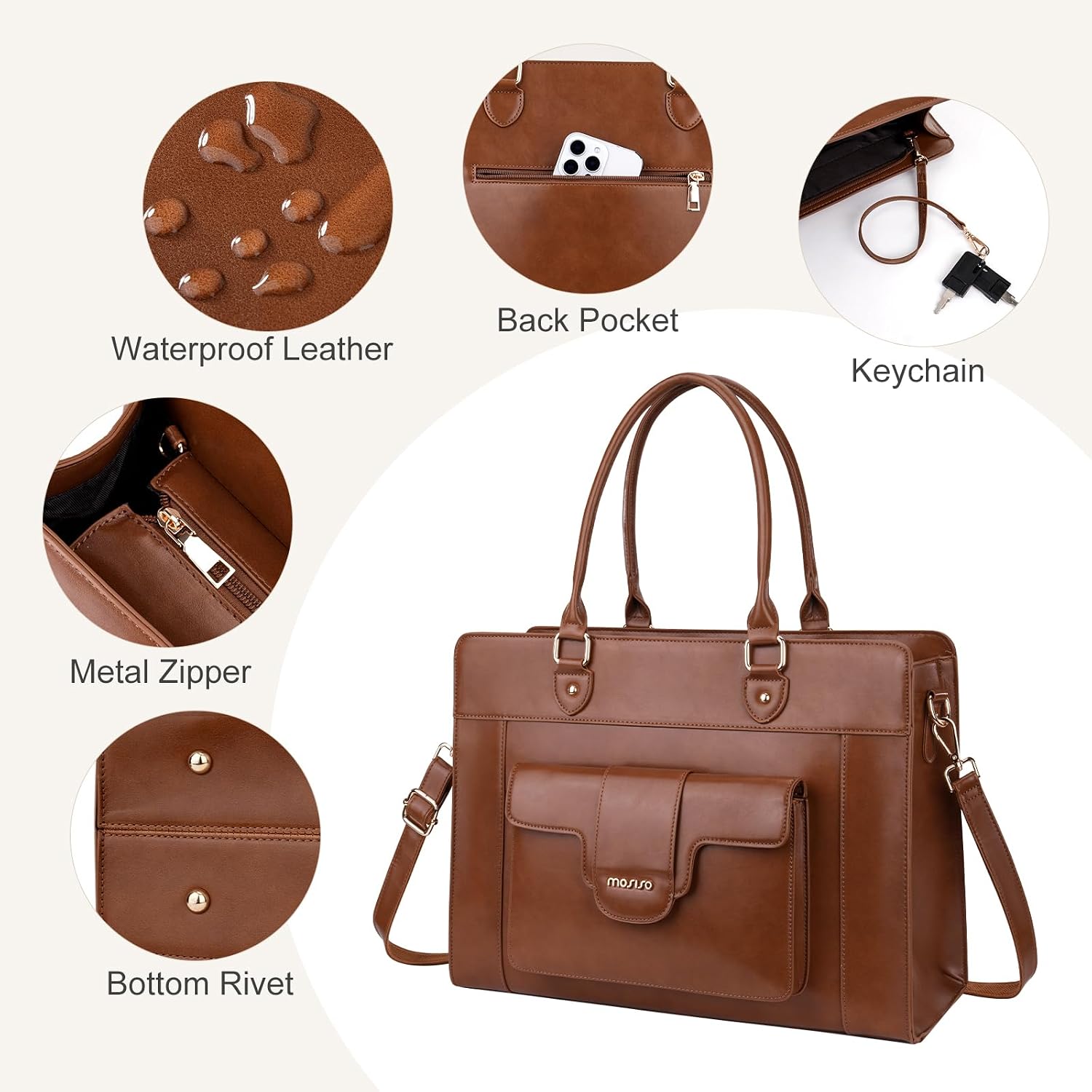 MOSISO Bolso de mano para port - Leather Work Laptop Bag reseña y precio